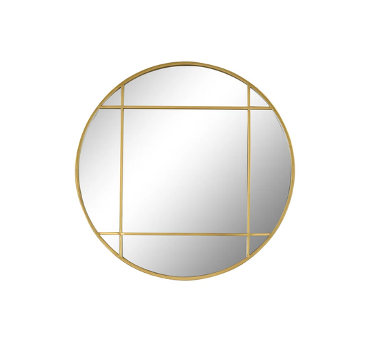 Elfers Round Metal Framed Wall Mounted Accent Mirror in Gold