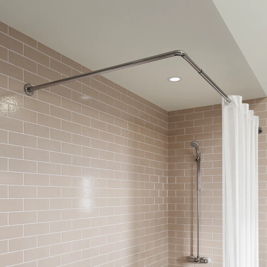 L-Shaped Fixed Shower Curtain Rail