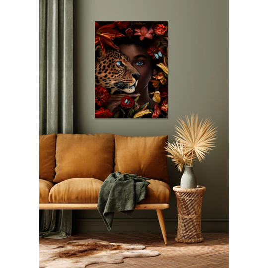 Lady with a Leopard - Unframed Photograph on Glass