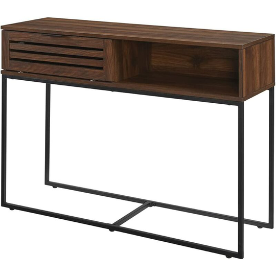 simpa 42" Dark Walnut Modern Slat Door Entry Table