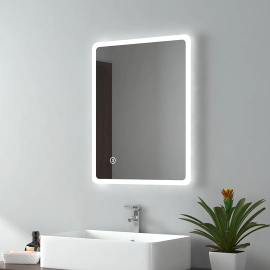 Bathroom Mirror with Lighting, Fog -Free Light Mirror, 45cm x 60cm with Touch, Cool White (Model P)