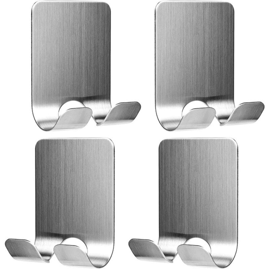 The Razor Holder Multifunctional Wall Hooks, Bathroom Razor Holder Shower Hooks Waterproof Multifunction Toothbrush Wall Hooks (Stainless Steel)-4 Pcs