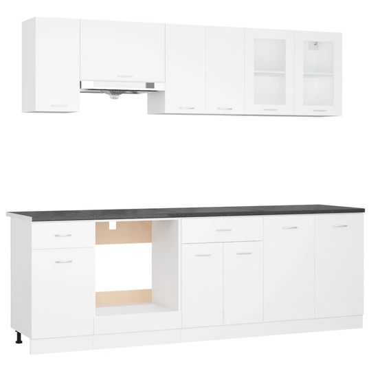 Ivy Bronx 8 Piece Kitchen Cabinet Set With Worktop White Engineered Wood