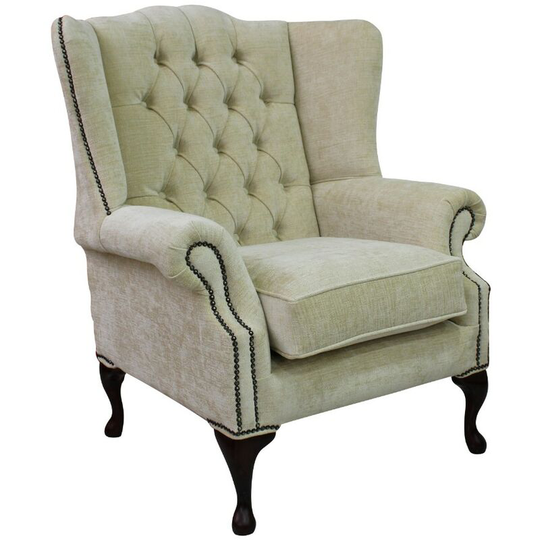 Chesterfield Mallory High Back Fabric Wing Chair Velluto Chiffon Fabric