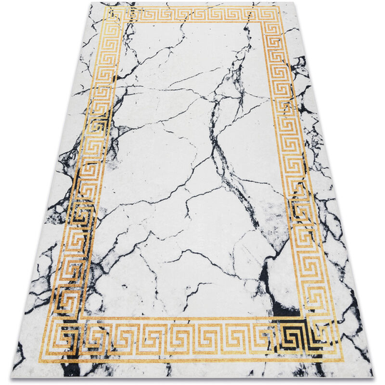 Andre 1126 washing carpet Marble, greek anti-slip - white / gold yellow 120x170 cm