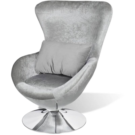 Vidaxl - Swivel Egg Chair with Cushion Silver Velvet Silver