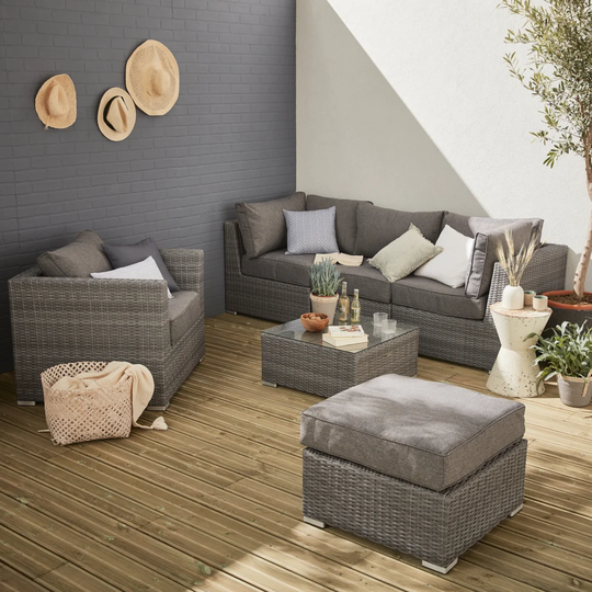 Ardleigh Rattan 5 - Person Seating Group Sofa Set with Cushions