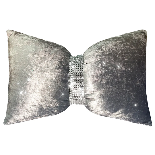 Plattsmouth Sparkling Diamante Bow Cushion with Filling