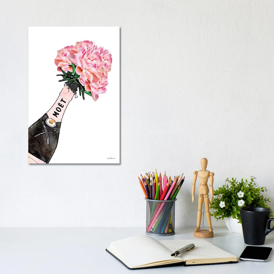 Champagne Pink Splash Peony V by Amanda Greenwood - Graphic Art Print on Canvas