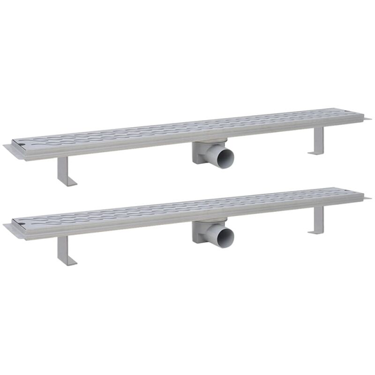 Vidaxl - Linear Shower Drain 2 pcs Wave 930x140 mm Stainless Steel