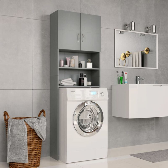 Washing Machine Cabinet Grey 64x25.5x190 cm Chipboard VDTD31058 - Topdeal