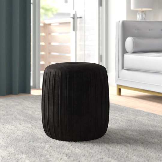 Aimi 40Cm Velvet Tufted Round Pouffe Ottoman