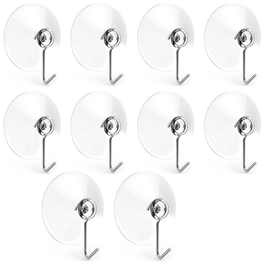 Perlerare - 20 Peices Plastic Suction Cup Suction Cups with Hooks, Size 40mm (Clear)