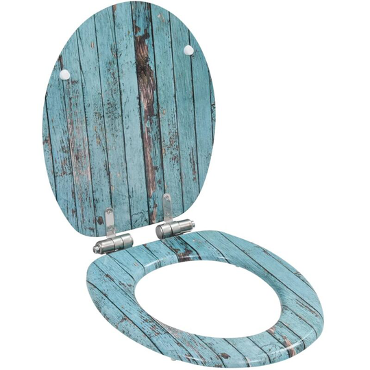 Wc Toilet Seat with Soft Close Lid mdf Old Wood Design VDTD05816 - Topdeal
