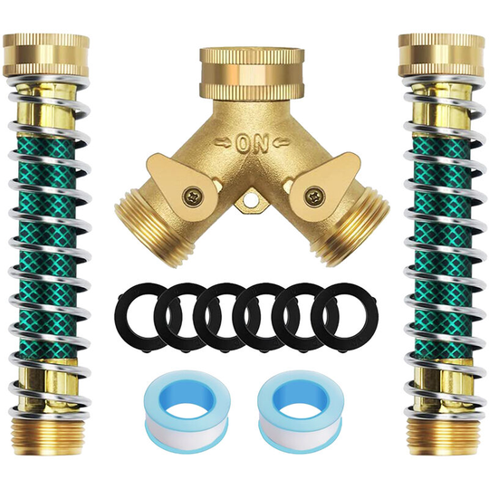 2 Way Garden Hose Splitters 3/4'' Y Way Connector Faucet Diverter Tap Hose Connector Hose Pipe Splitter with 2 Individual On-Off Switch 2 Extension