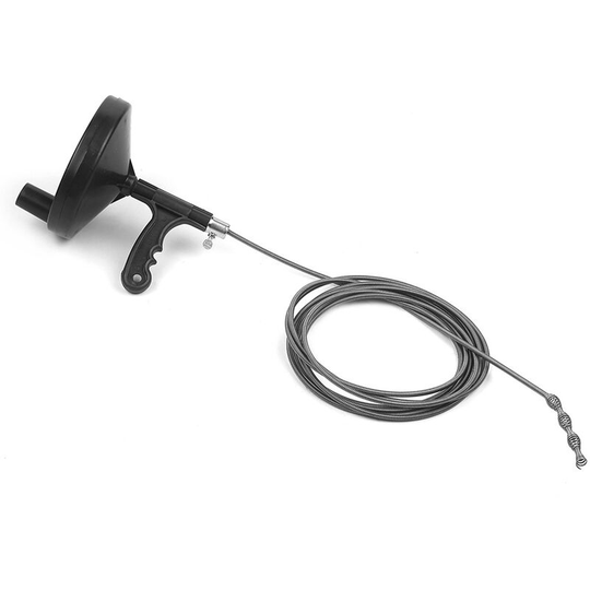 Cable Auger Plumber's Snake Flexible Steel Cable with Spool Hand Crank Shower Sink Toilet Drain Clog Plumbing Snake Pipe Cleaner,model:Black