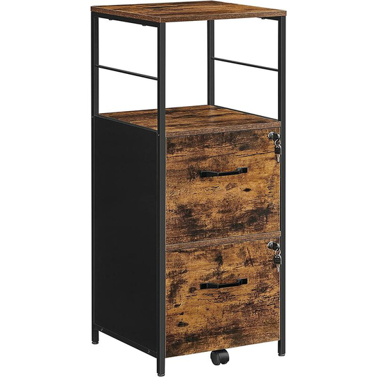 Vasagle Filing Cabinet for Home Office, File Cabinet with 2 Drawers, Open Shelf, Steel Frame, for A4 and Letter Sized Files, Printer Stand,
