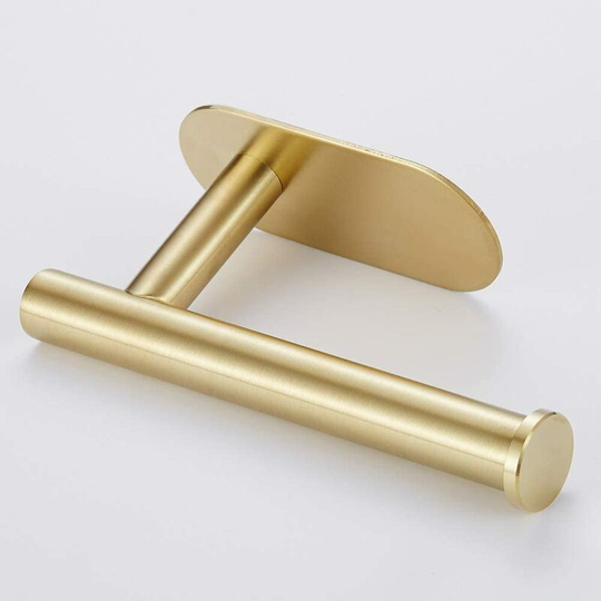 Stainless Steel Self Adhesive Wall Mounted Toilet Roll Holder, 3M Sticker Toilet Paper Holder for Bathroom Kitchen Office Hotel 155mm (Gold)