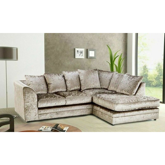 Bella Right Hand Facing Crushed Velvet Corner Sofa - Champagne