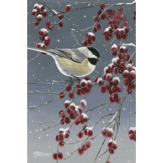 Winter Chickadees I - Wrapped Canvas Graphic Art