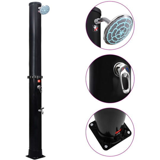 Outdoor Solar Shower with Shower Head and Faucet 35 l - Black