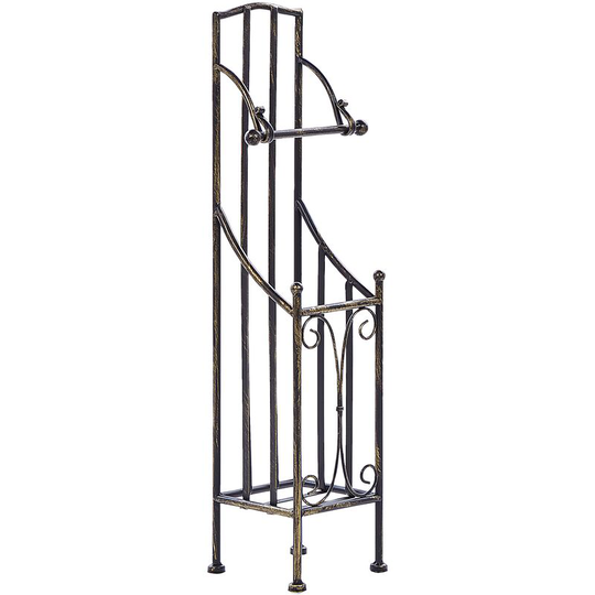 Vintage Metal Toilet Paper Stand Holder 68 cm Bathroom Accessories Black Brisa - Black