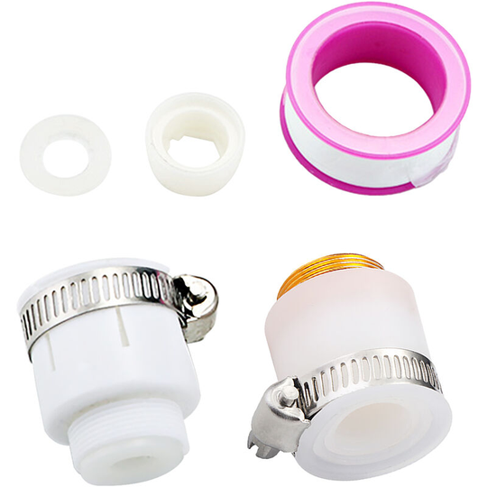 5PCS Faucet Adapter Kit Aerator Adapter Set Rubber Adapter Fits Most Size Water Tap, White - White