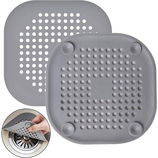 2 Pcs Silicone Drain Protector Sink Filter with Suction Cup Gray Bathtub Drain Cover Filter Kitchen And Bathroom Sink Filter Anti-Clog Hair Filter
