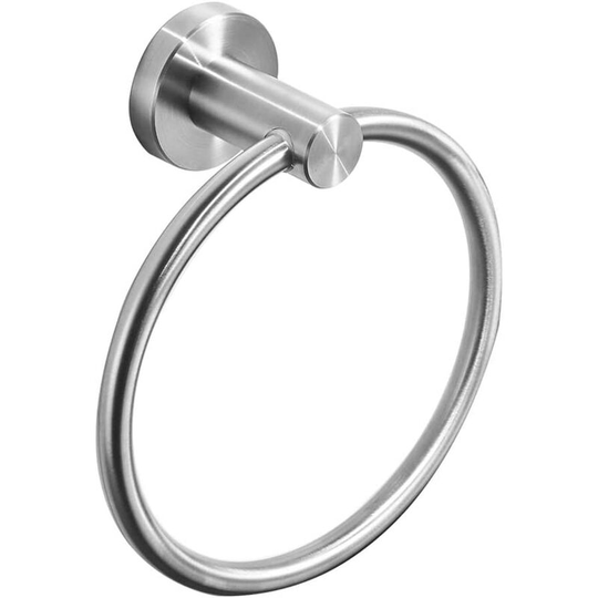Stainless Steel Bathroom Hand Towel Ring Towel Holder, Drill Free with Glue or Wall Mounted with Screws, Heavy Duty Round Pedestal, Brushed Nickel