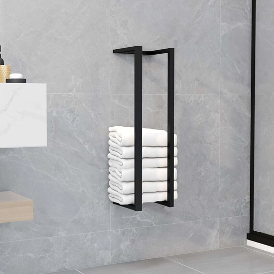 Hommoo - Towel Rack Black 12.5x12.5x60 cm Iron