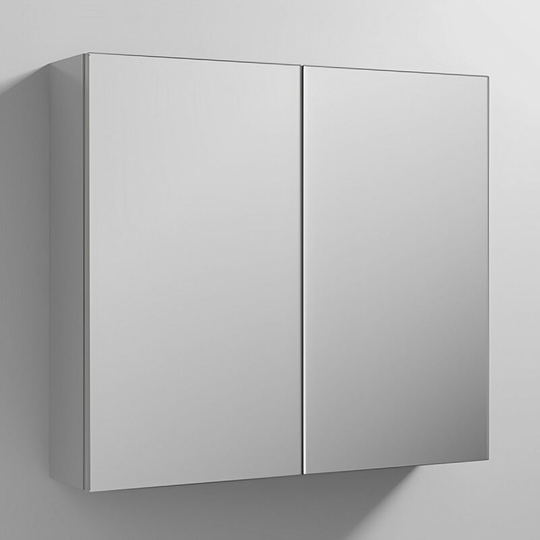 Athena Mirrored Cabinet (50/50) 800mm Wide - Gloss Grey Mist - Nuie
