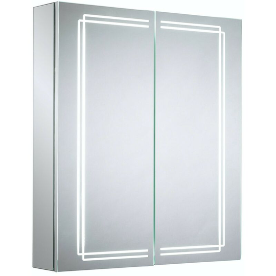 Mode - Buxton diffused led illuminated mirror cabinet 700 x 600mm with demister & charging socket - Silver