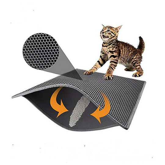 Sunflowergb - Cat Litter Mat, Double Layer Foldable Waterproof Honeycomb Cat Feeder Floor Protection Mat and Easy to Clean Mat