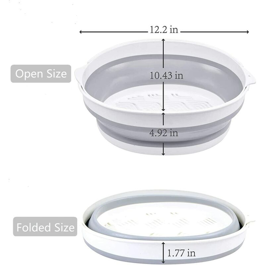 Collapsible Colanders Set, Silicone Kitchen Folding Drainer Basket-Folding Strainers Set Perfect for Draining Pasta, Vegetable and Fruit-Green