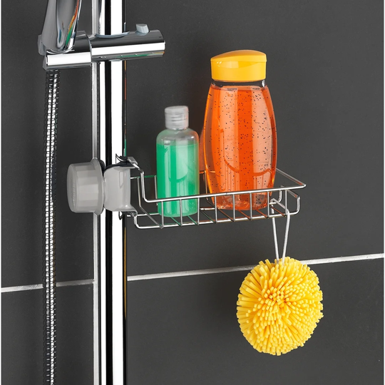 WENKO Shower Tray Stainless Steel, Shower Rack, Single Mountable on Shower Bar