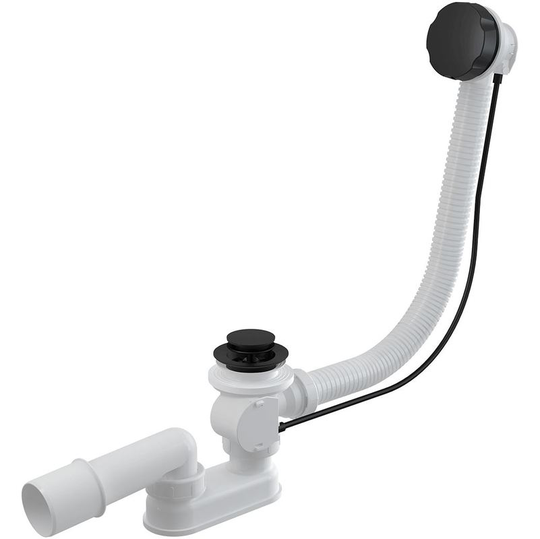 Black Powder Coated Endings Bathtub Flexible Bath Overflow Waste Drain Trap