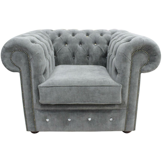 Chesterfield crystallized™ Elements Low Back ArmChair Keira Pewter Fabric