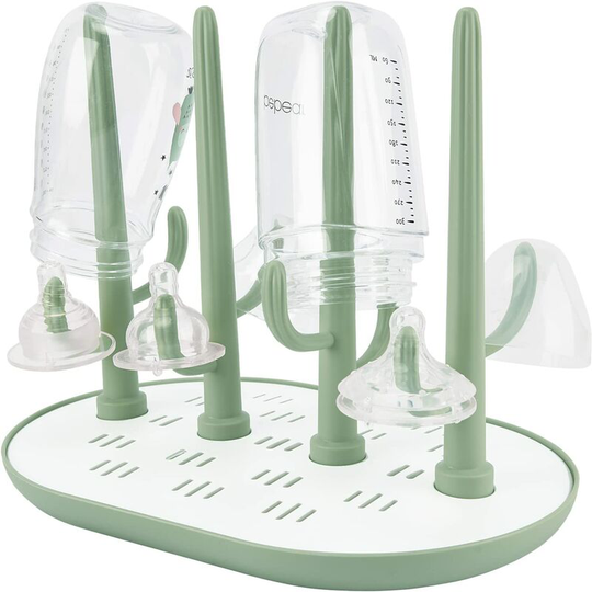Bottle drainer with removable tray 12 bottle holders and pacifier holder Accessories Baby bottle holder (green)