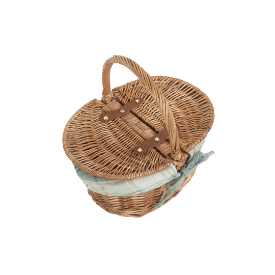 Wicker Small Picnic Basket with Tartan effect lining
