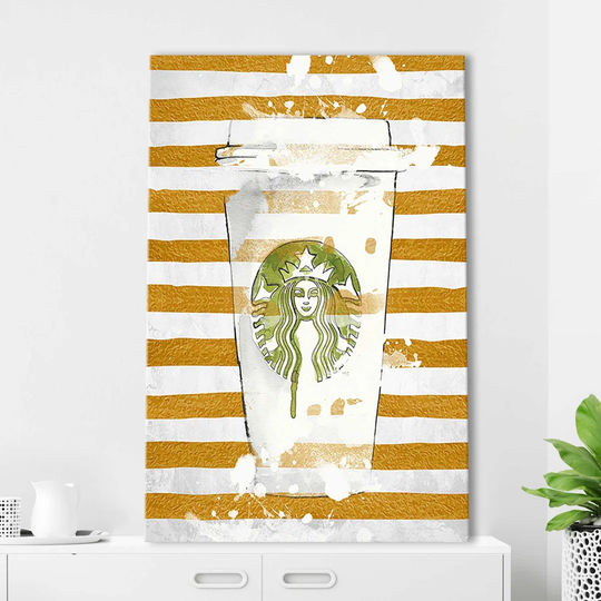 Starbucks and Stripes by Jodi - Wrapped Canvas Painting