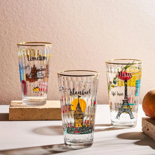 Abery Metropolitan Drinking Glasses | Set Of 4 | 14,2 Oz | Crystal Glass | Perfect For Home, Restaurants And Parties | Water Glasses