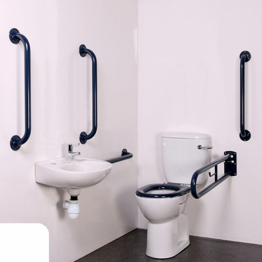 Nymas NymaPRO Close Coupled Doc M Toilet Pack with Exposed Fixings - White Grab Rails
