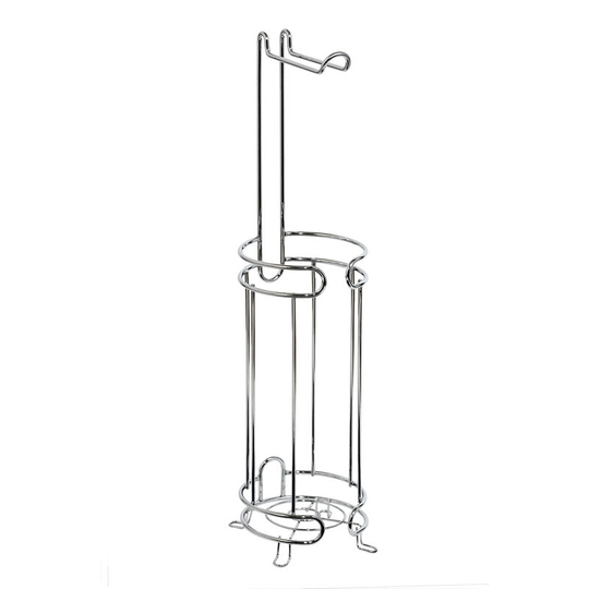 Bolero- Freestanding Bathroom Toilet Roll Stand Spare Toilet Paper Holder, Chrome - Chrome