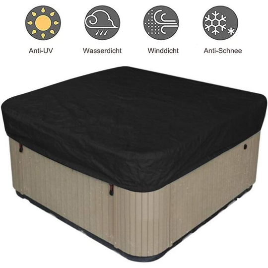 Garden Hot Tub Cover 218*218*30cm Black, 2100D Oxford Fabric, Waterproof Dustproof Anti-UV, for Outdoor Spa Bathtub, Outdoor Spa Bath Hood
