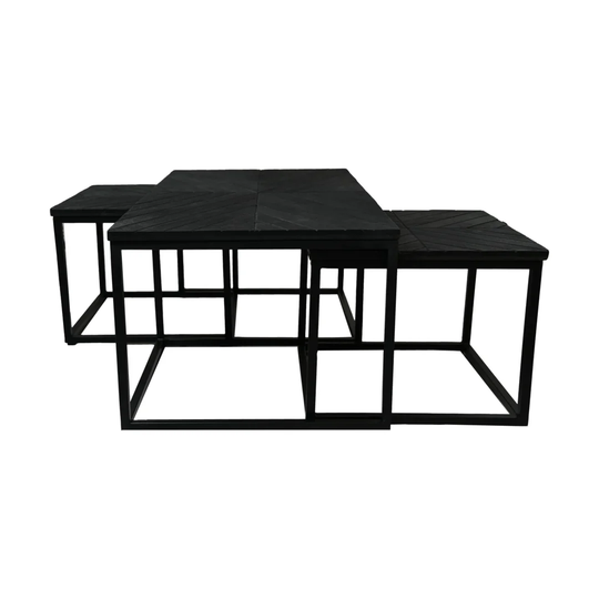 Coffee Tables - Black - Mango Wood/Iron - Set Of 3
