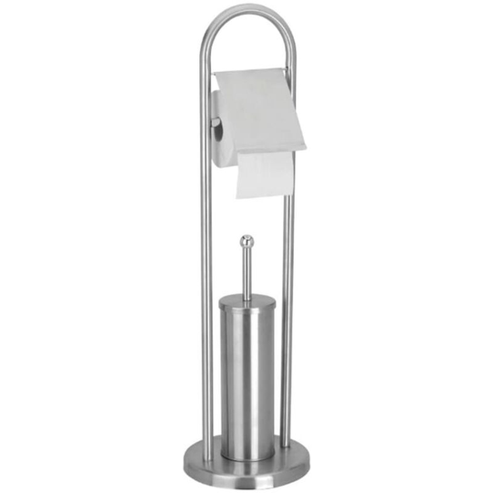 Standing Toilet Roll Holder with Toilet Brush 80 cm Excellent Houseware - Silver