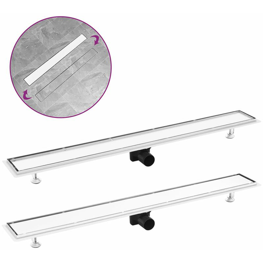 Shower Drain with 2-in-1 Cover 103x14 cm Stainless Steel