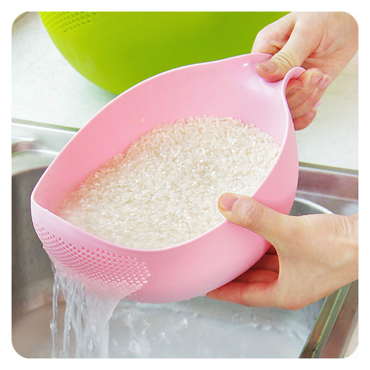 Kitchen Drainer Rice Washing Pot Plastic Vegetable Basket Creative Household Rice Washing Sieve with Handle