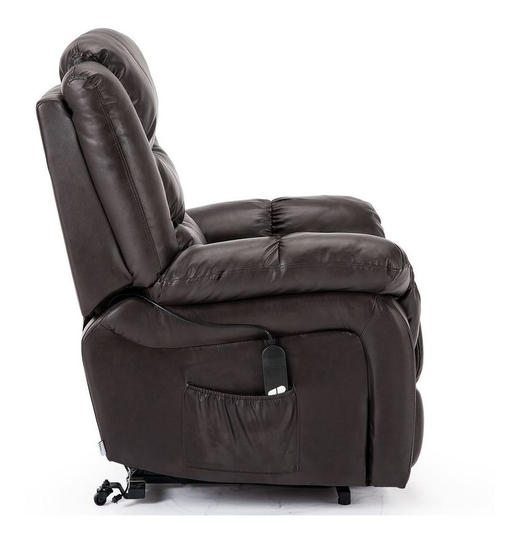 Seattle Brown Electric Rise Leather Recliner Armchair Sofa Home Lounge Chair