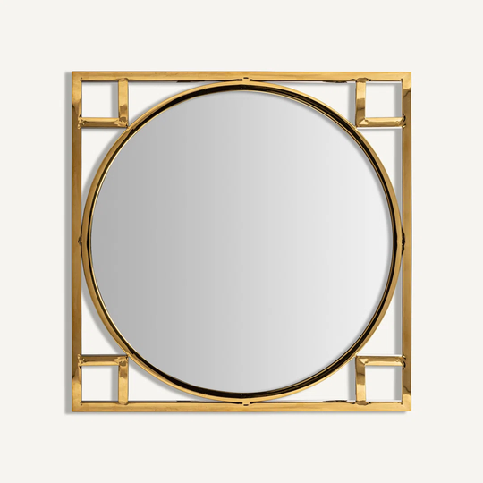 Bence Metal Framed Wall Mounted Accent Mirror in Gold